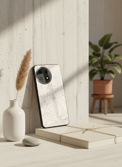 The Petal Sketch Premium Glass Back Cover For One Plus 13, 12, 11, 10, Nord Series