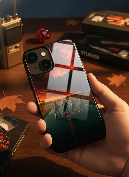 STRANGER THINGS- The Four Riders Premium Glass Back Cover For iPhone 11-17 Models