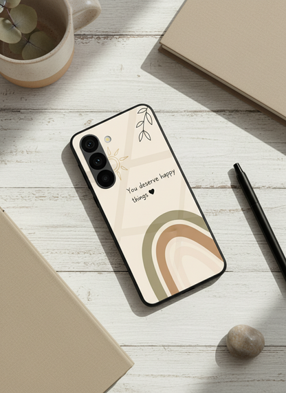 Happy Things Premium Glass Back Cover For Galaxy S, A, M & F Series