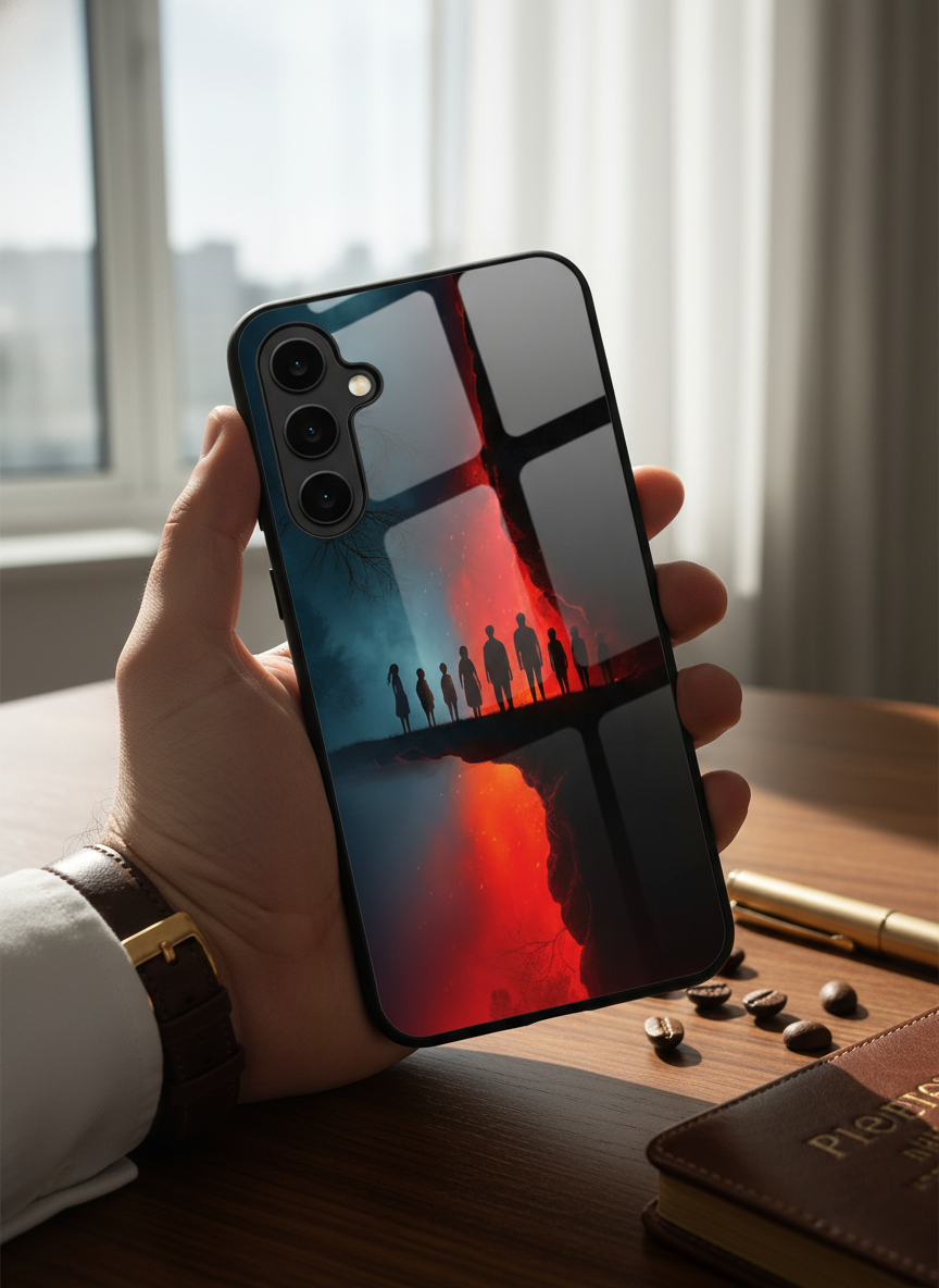 STRANGER THINGS- Parallel Edge Premium Glass Back Cover For Galaxy S, A, M & F Series