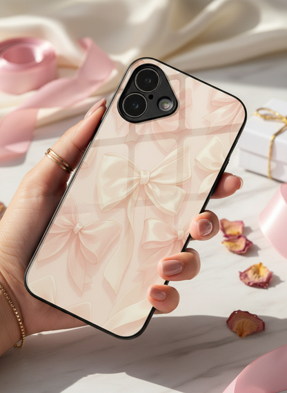 Silky Bows Sketch Premium Glass Back Cover For iPhone 11-17 Models