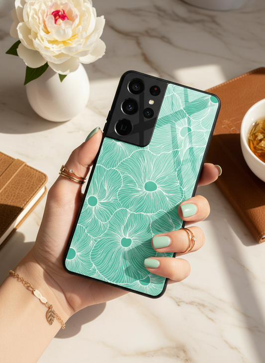 The Sketchy Petals Premium Glass Back Cover For Galaxy S, A, M & F Series