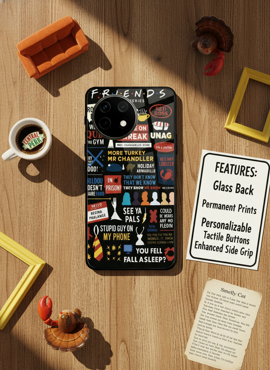 F.R.I.E.N.D.S Premium Glass Back Cover For One Plus 13, 12, 11, 10, Nord Series