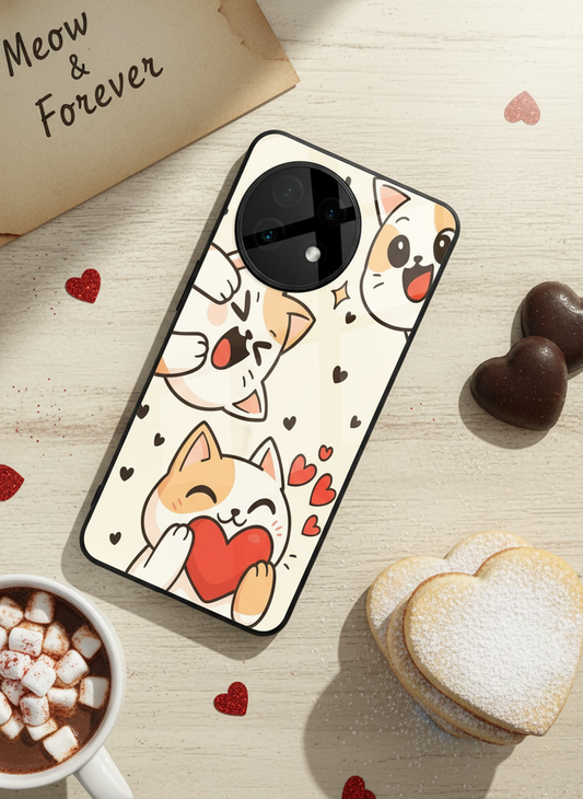 Kitty Love Premium Glass Back Cover For One Plus 13, 12, 11, 10, Nord Series