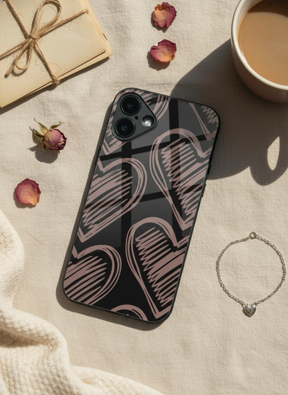 Heartlines Premium Glass Back Cover For iPhone 11-17 Models