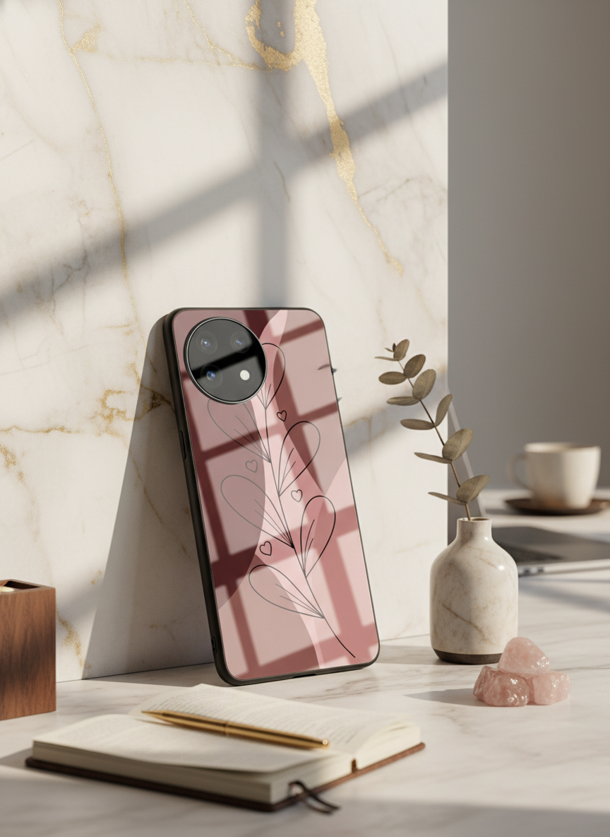 Blushing Petals Premium Glass Back Cover For One Plus 13, 12, 11, 10, Nord Series