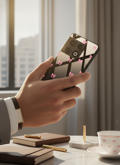 Dark Aesthetic Bows Premium Glass Back Cover For One Plus 13, 12, 11, 10, Nord Series