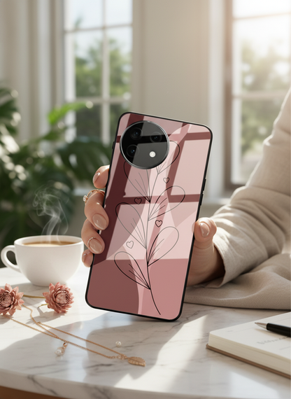 Blushing Petals Premium Glass Back Cover For One Plus 13, 12, 11, 10, Nord Series