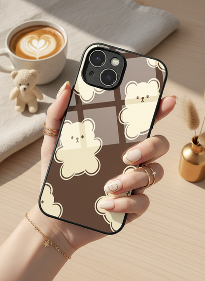 Teddy Overload Premium Glass Back Cover For iPhone 11-17 Models