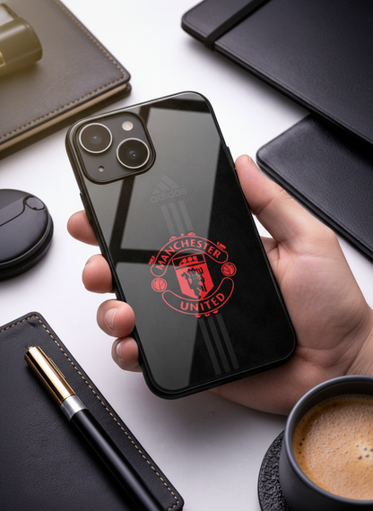 Dark Mode FC Premium Glass Back Cover For iPhone 11-17 Models