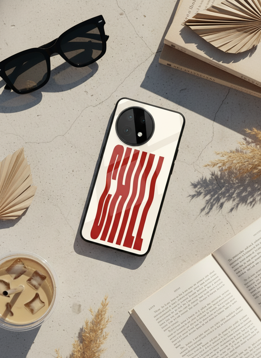 Stay Chill Glass Back Cover For One Plus 13, 12, 11, 10, Nord Series