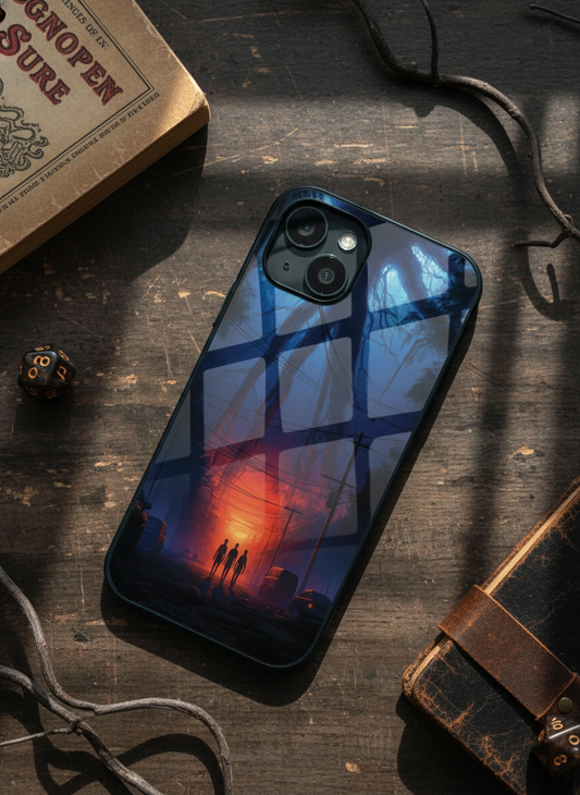STRANGER THINGS- Shadowrise Premium Glass Back Cover For iPhone 11-17 Models