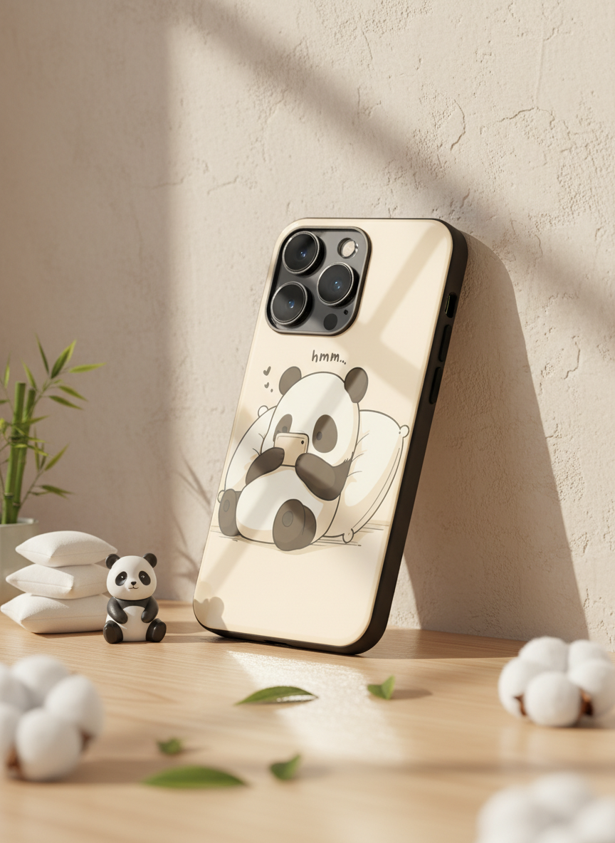 Hmm Panda Premium Glass Back Cover For iPhone 11-17 Models