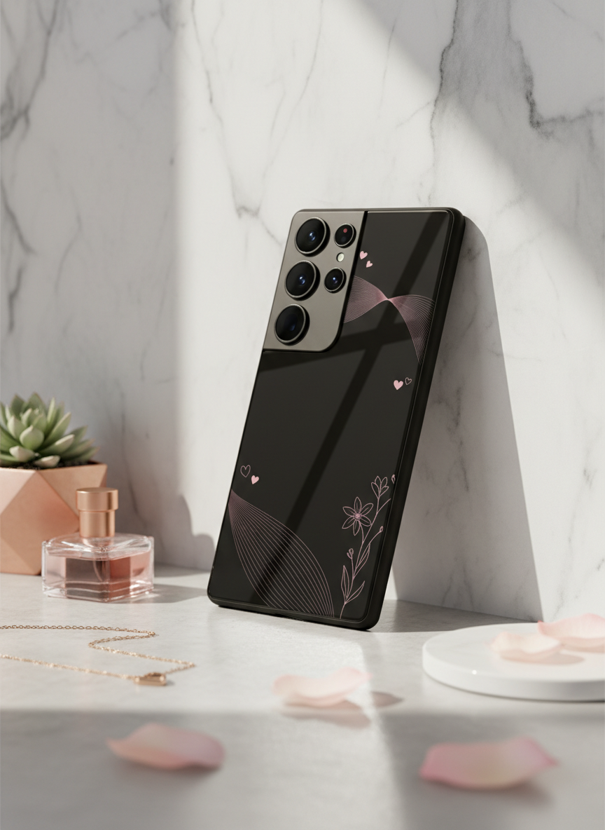 Velvet Bloom Personalised Premium Glass Back Cover For Galaxy S, A, M & F Series