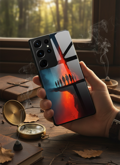 STRANGER THINGS- Parallel Edge Premium Glass Back Cover For Galaxy S, A, M & F Series