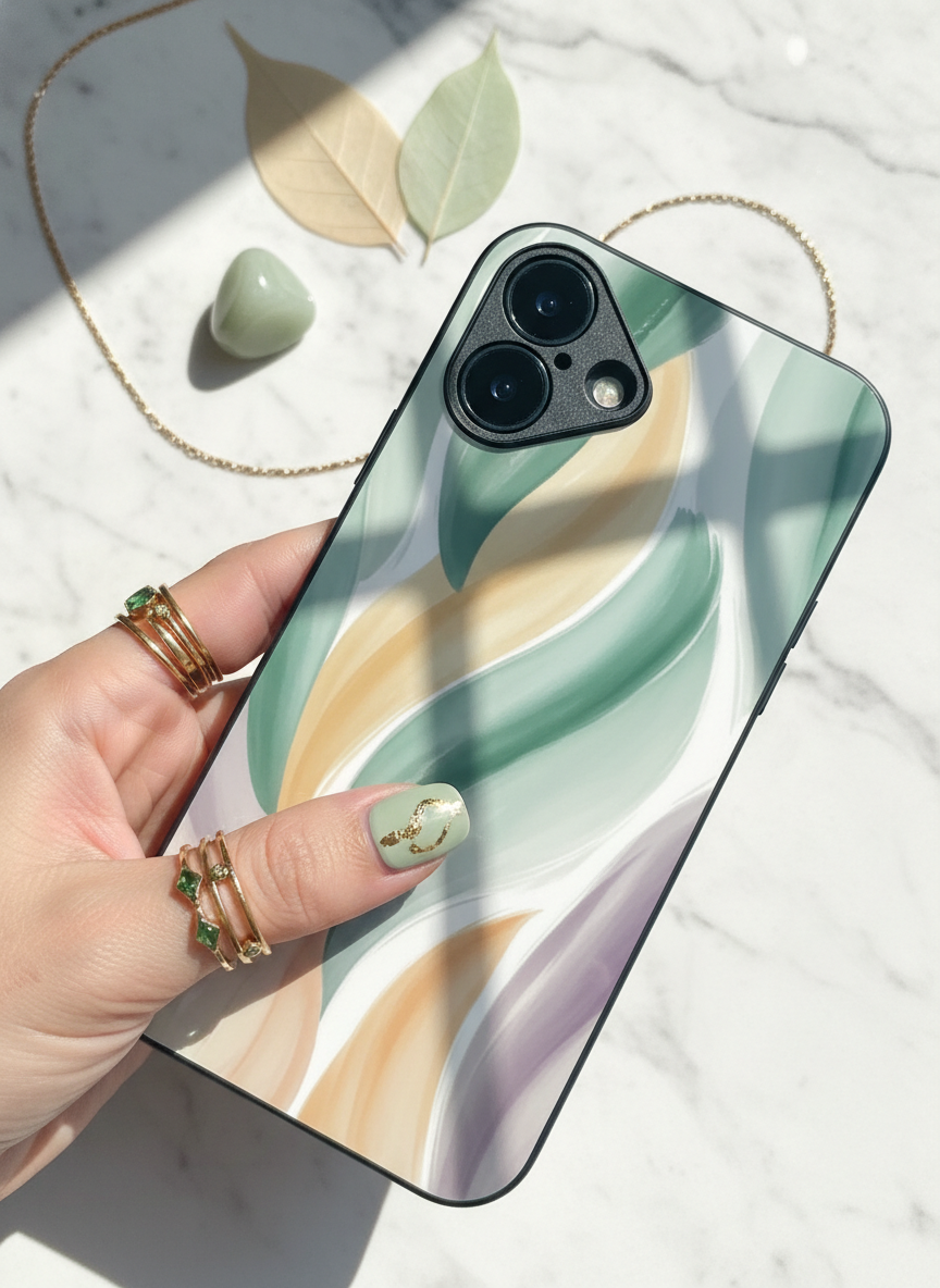 Artistic Touch Premium Glass Back Cover For iPhone 11-17 Models