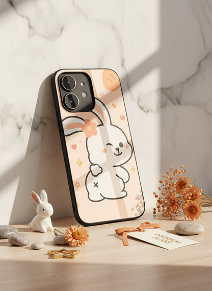 Bunny Pooh Premium Glass Back Cover For iPhone 11-17 Models