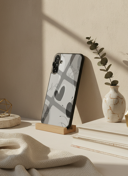 Muted Heart Premium Glass Back Cover For Galaxy S, A, M & F Series