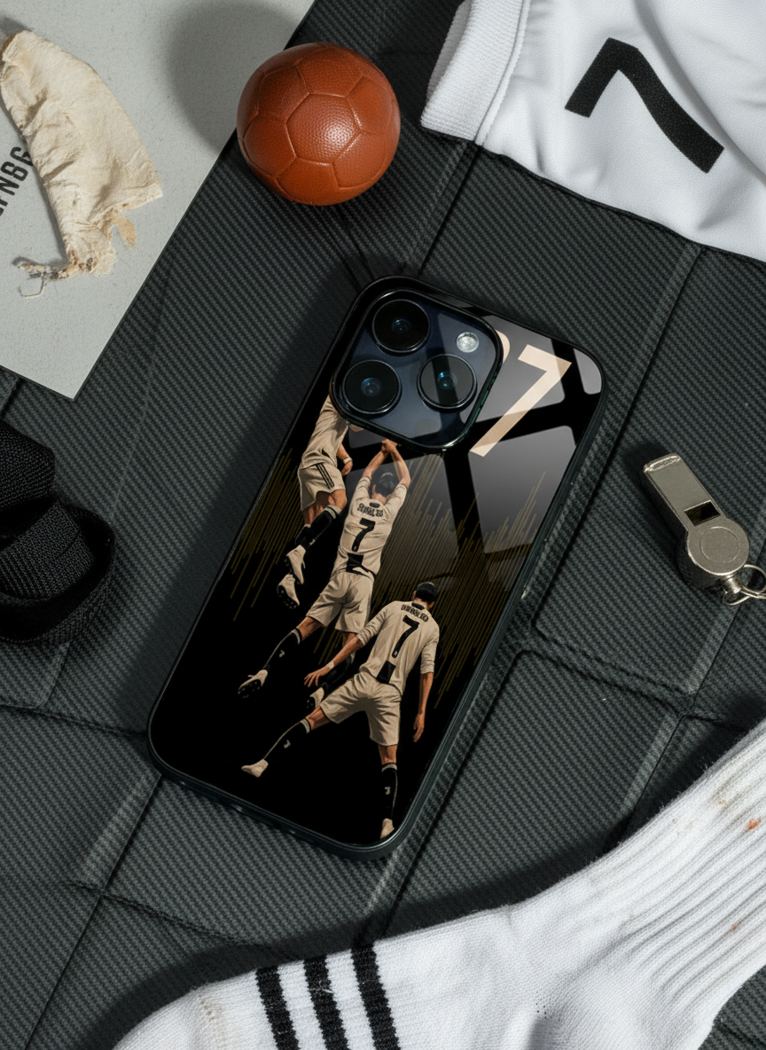 AIR CR7 Premium Glass Back Cover For iPhone 11-17 Models