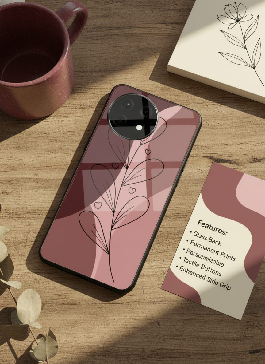 Blushing Petals Premium Glass Back Cover For One Plus 13, 12, 11, 10, Nord Series