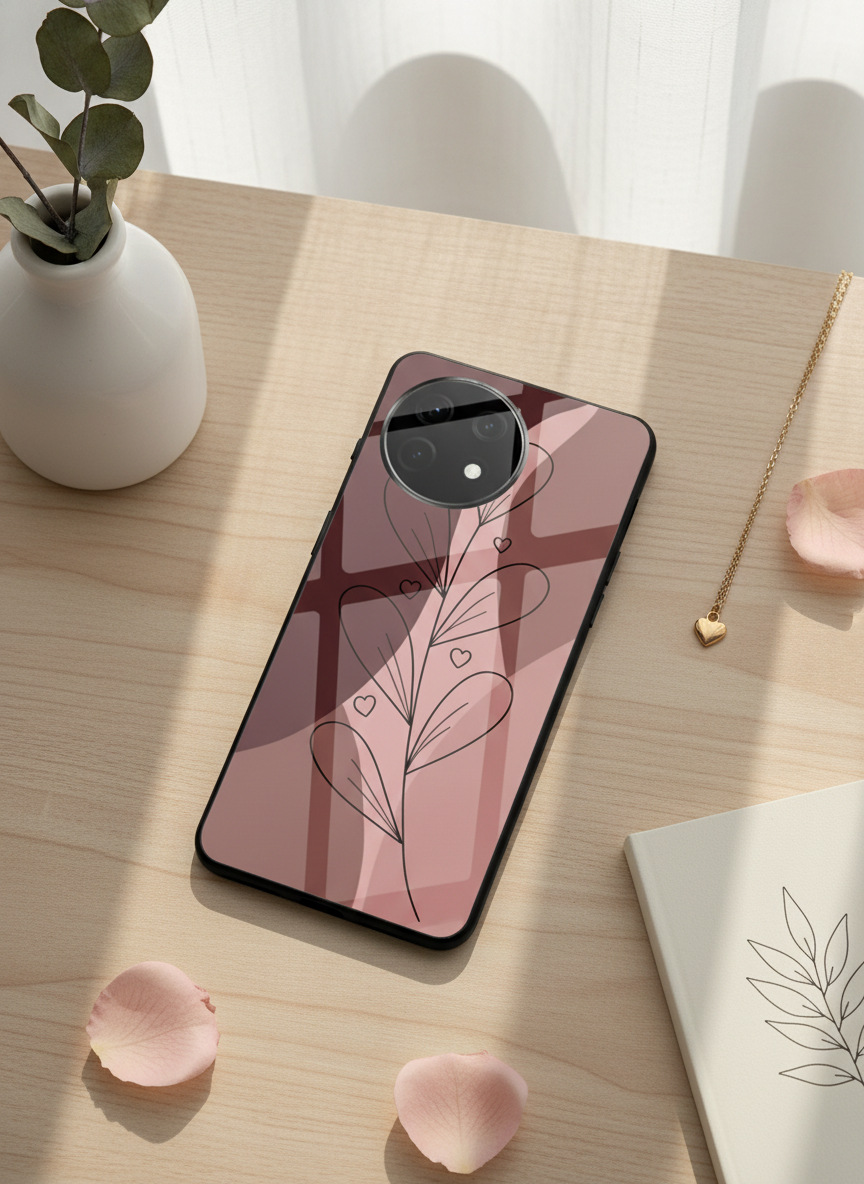 Blushing Petals Premium Glass Back Cover For One Plus 13, 12, 11, 10, Nord Series