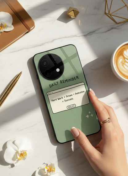 Daily Reminder-Sage Green Premium Glass Back Cover For One Plus 13, 12, 11, 10, Nord Series
