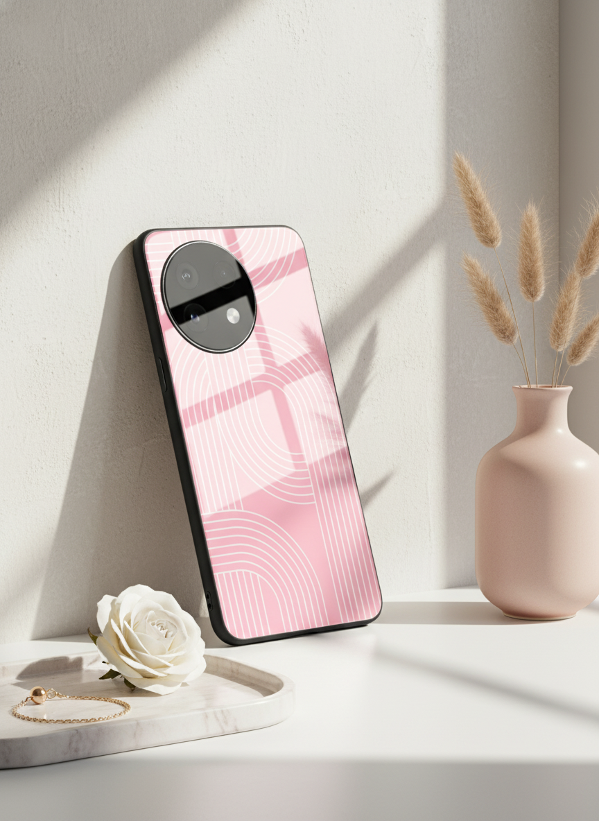 Linear Blush Glass Back Cover For One Plus 13, 12, 11, 10, Nord Series