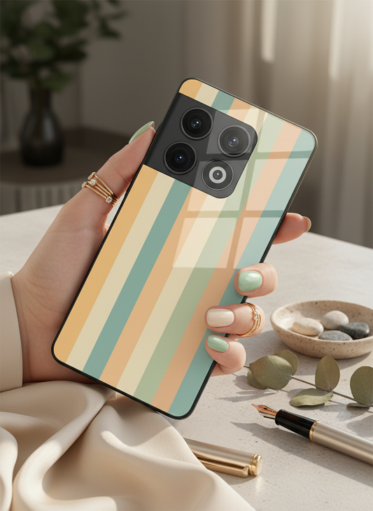 Abstract Strips Premium Glass Back Cover For One Plus 13, 12, 11, 10, Nord Series