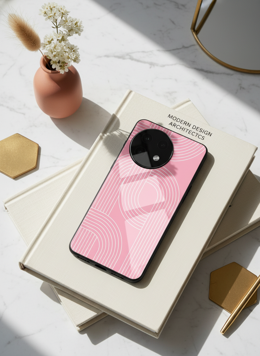 Linear Blush Glass Back Cover For One Plus 13, 12, 11, 10, Nord Series