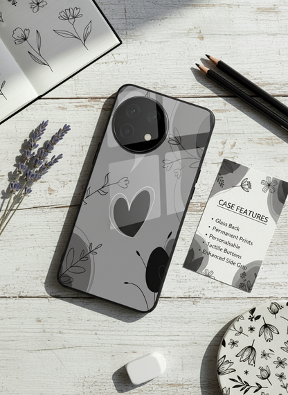 Muted Hearts Glass Back Cover For One Plus 13, 12, 11, 10, Nord Series