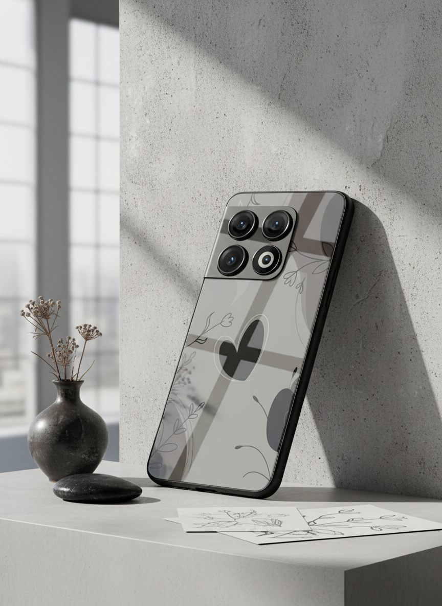 Muted Hearts Glass Back Cover For One Plus 13, 12, 11, 10, Nord Series