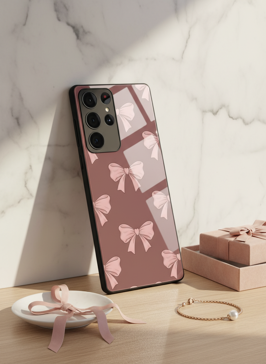 Blush Knots Premium Glass Back Cover For Galaxy S, A, M & F Series