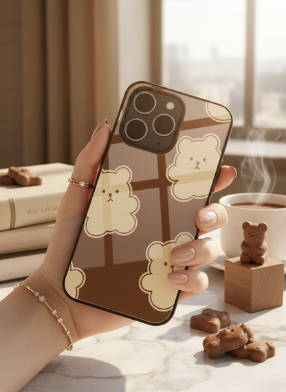 Teddy Overload Premium Glass Back Cover For iPhone 11-17 Models