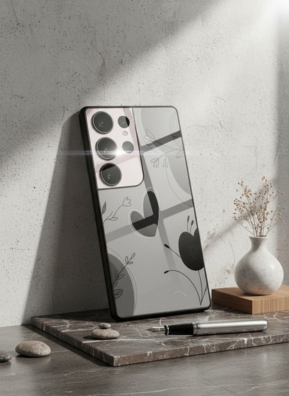 Muted Heart Premium Glass Back Cover For Galaxy S, A, M & F Series