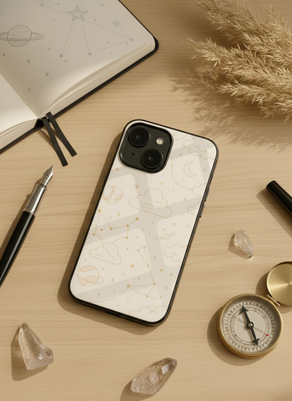 Celestial Love Premium Glass Back Cover For iPhone 11-17 Models