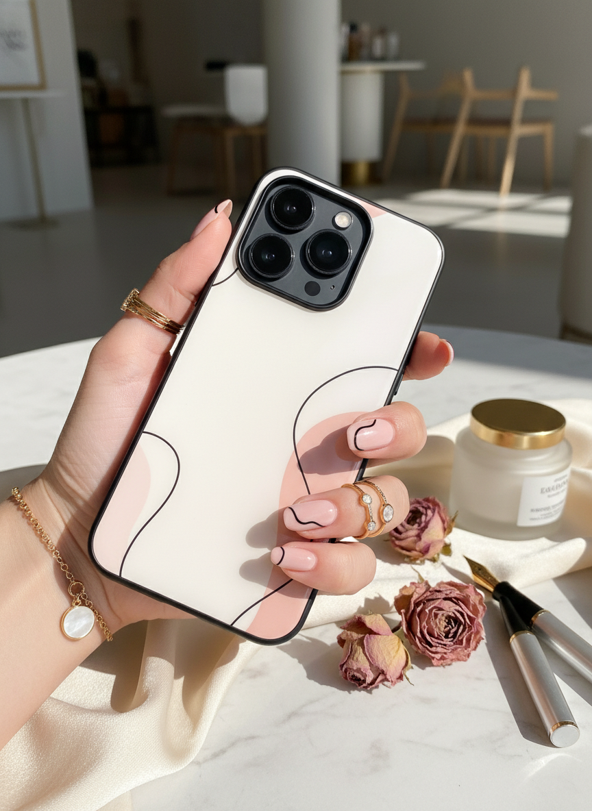 Clean Girl Aesthetics Premium Glass Back Cover For iPhone 11-17 Models