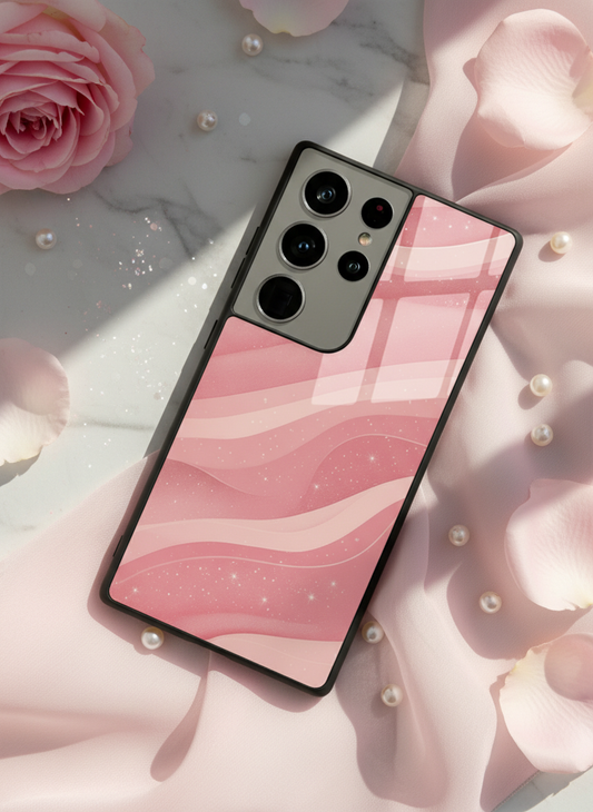Rose Wave Premium Glass Back Cover For Galaxy S, A, M & F Series