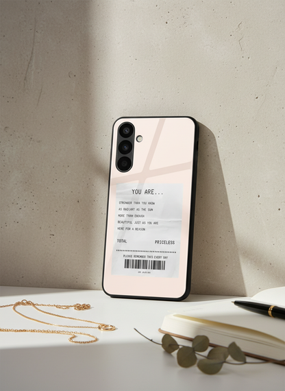 You Are Enough Premium Glass Back Cover For Galaxy S, A, M & F Series
