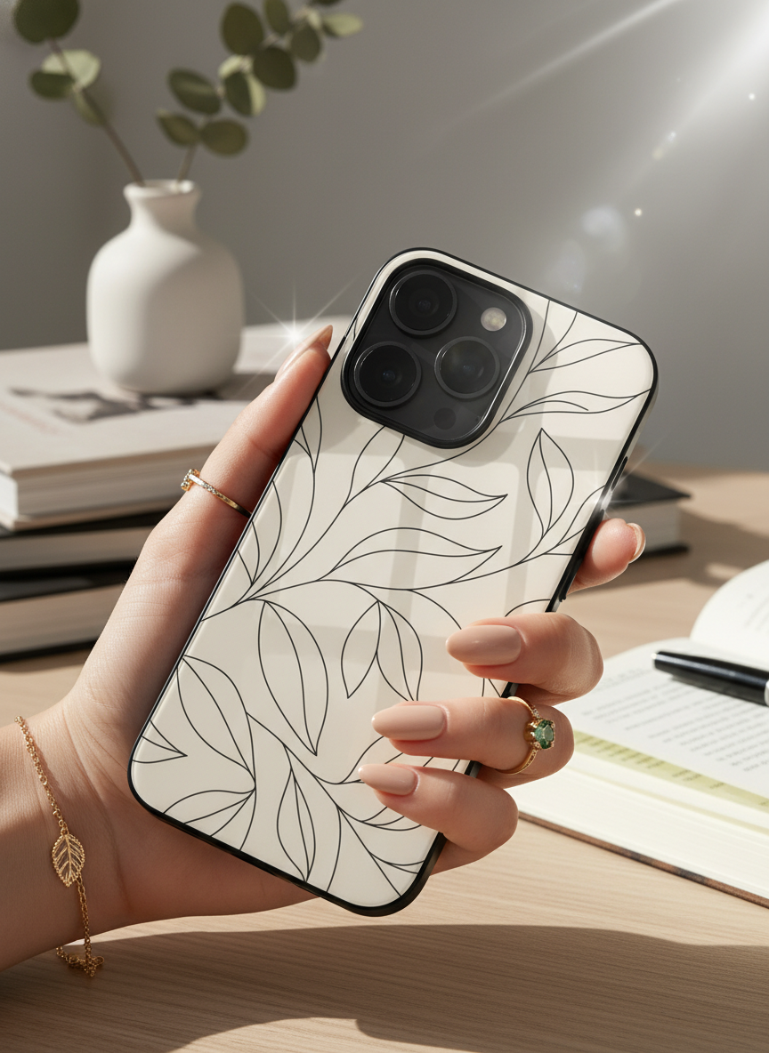 The Petal Sketch Premium Glass Back Cover For iPhone 11-17 Models