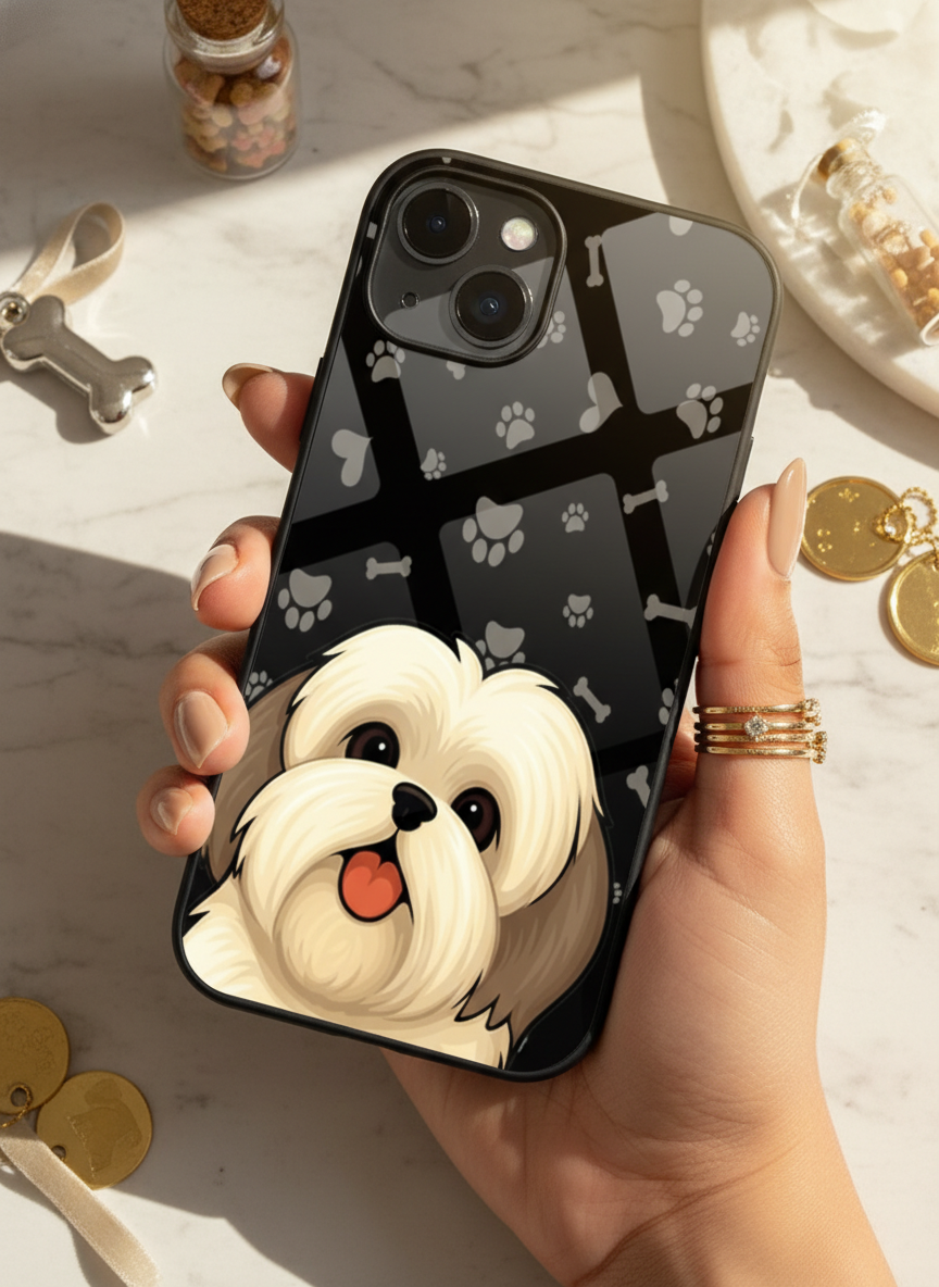 Fluffy Love Premium Glass Back Cover For iPhone 11-17 Models