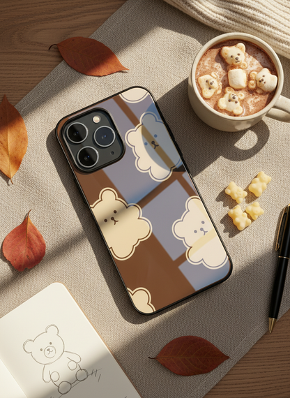 Teddy Overload Premium Glass Back Cover For iPhone 11-17 Models