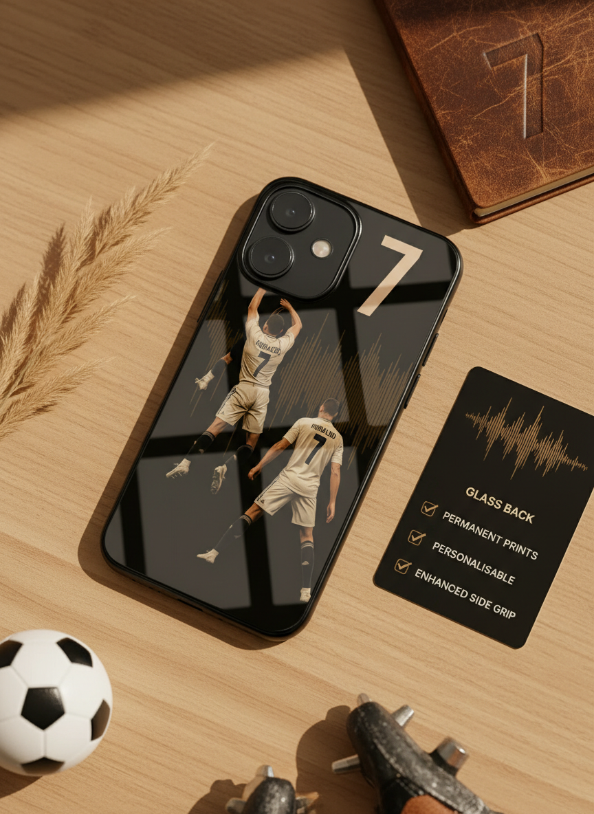AIR CR7 Premium Glass Back Cover For iPhone 11-17 Models