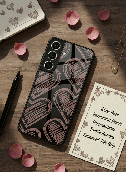 Heartlines Premium Glass Back Cover For Galaxy S, A, M & F Series