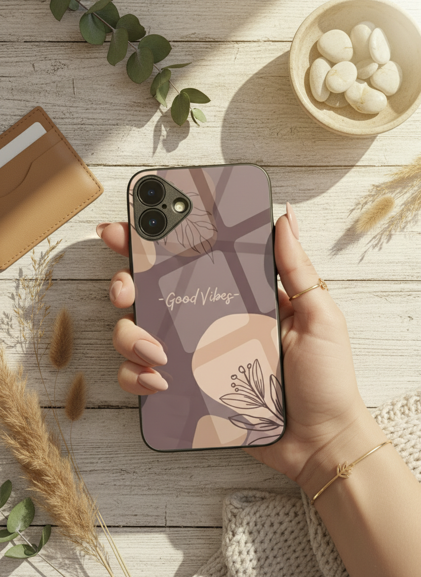 Calm Aura Premium Glass Back Cover For iPhone 11-17 Models