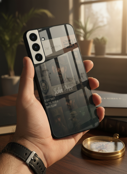 Captain's Creed Premium Glass Back Cover For Galaxy S, A, M & F Series