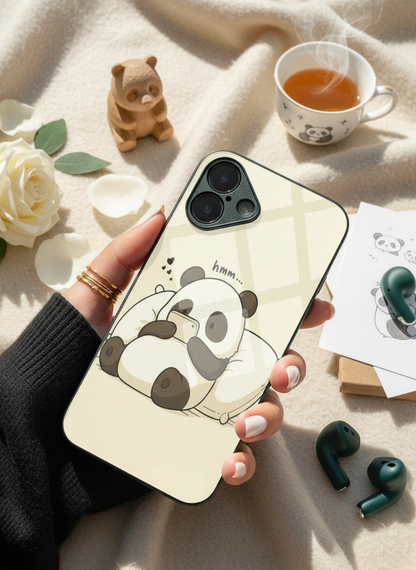 Hmm Panda Premium Glass Back Cover For iPhone 11-17 Models