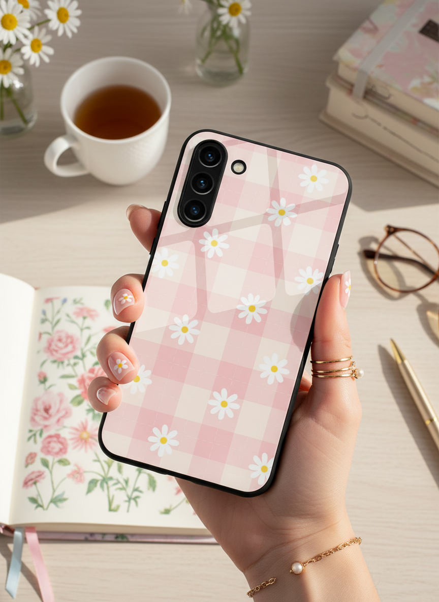 Daisy Bloom Premium Glass Back Cover For Galaxy S, A, M & F Series