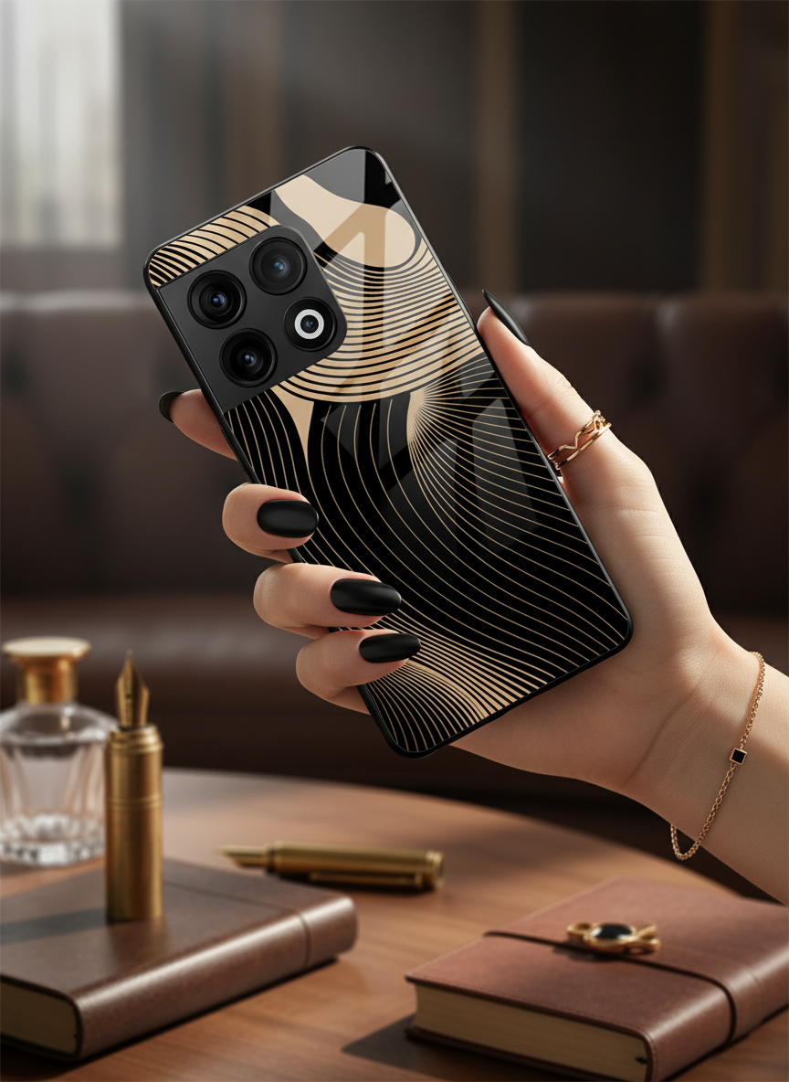 Aesthetic Swirls Premium Glass Back Cover For One Plus 13, 12, 11, 10, Nord Series