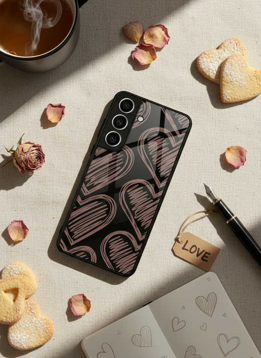 Heartlines Premium Glass Back Cover For Galaxy S, A, M & F Series