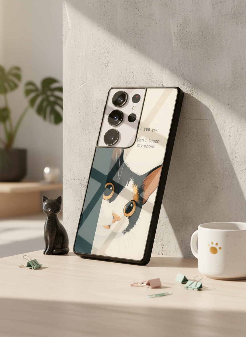 Sassy Cats Premium Glass Back Cover For Galaxy S, A, M & F Series